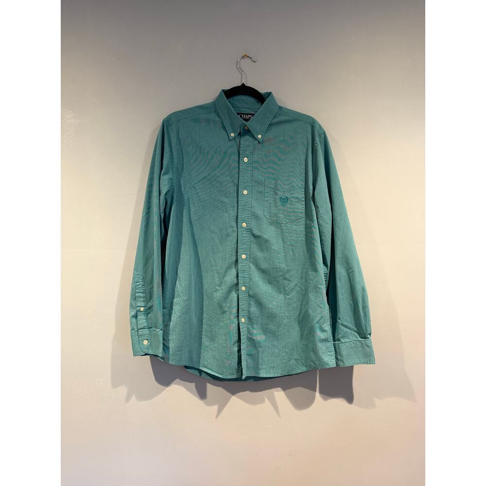 Chaps Men’s Button-Down Shirt – Teal Green – Size M